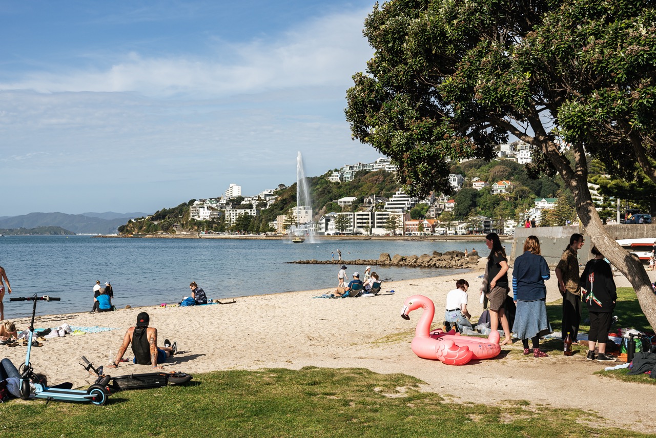 View from Freyberg Beach looking towards the Carter Memorial Fountain at Oriental Bay. Credit: WellingtonNZ