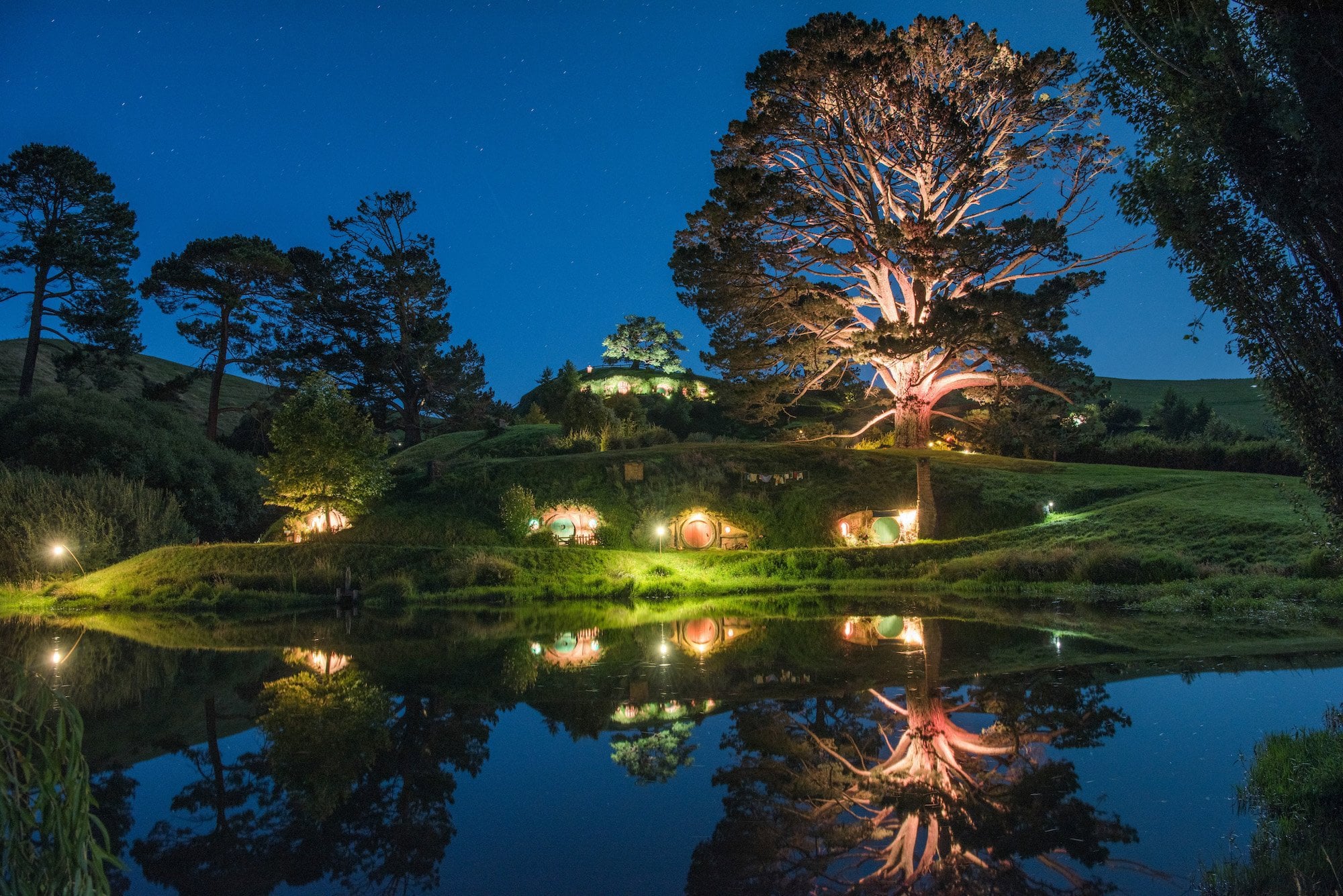 Hobbiton Movie Set Evening Banquet lights